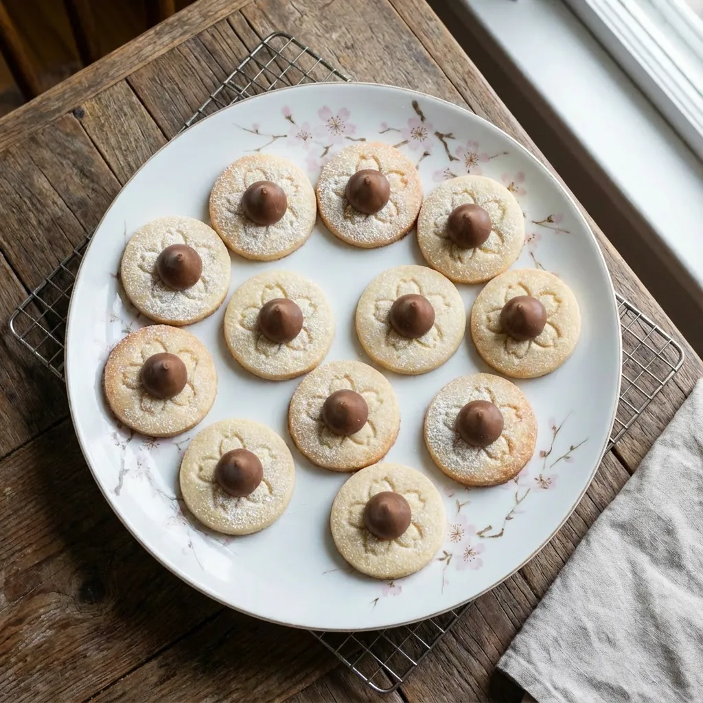 Cherry Blossom Cookies: Delicate Shortbread with a Chocolate Center