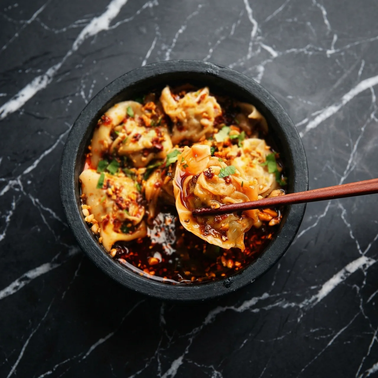 Spicy Wonton Dumplings (Sichuan Wontons in Chili Oil)